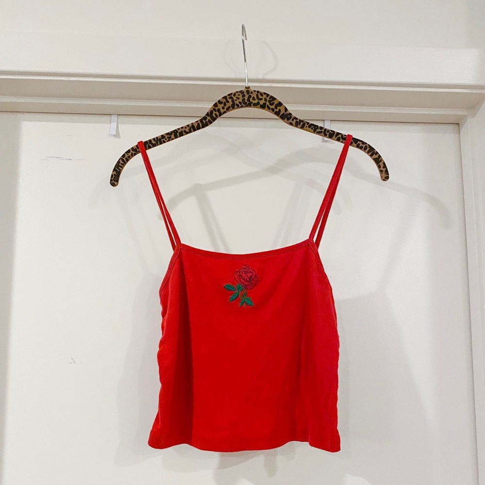 Brandy Melville embroidered rose tank